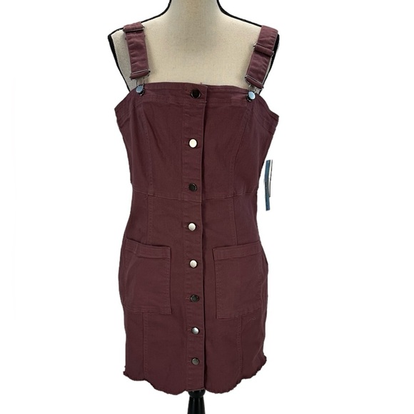 Tinseltown Juniors Sleeveless Overall Mini Dress - Rose Brown - size XL - Picture 1 of 10